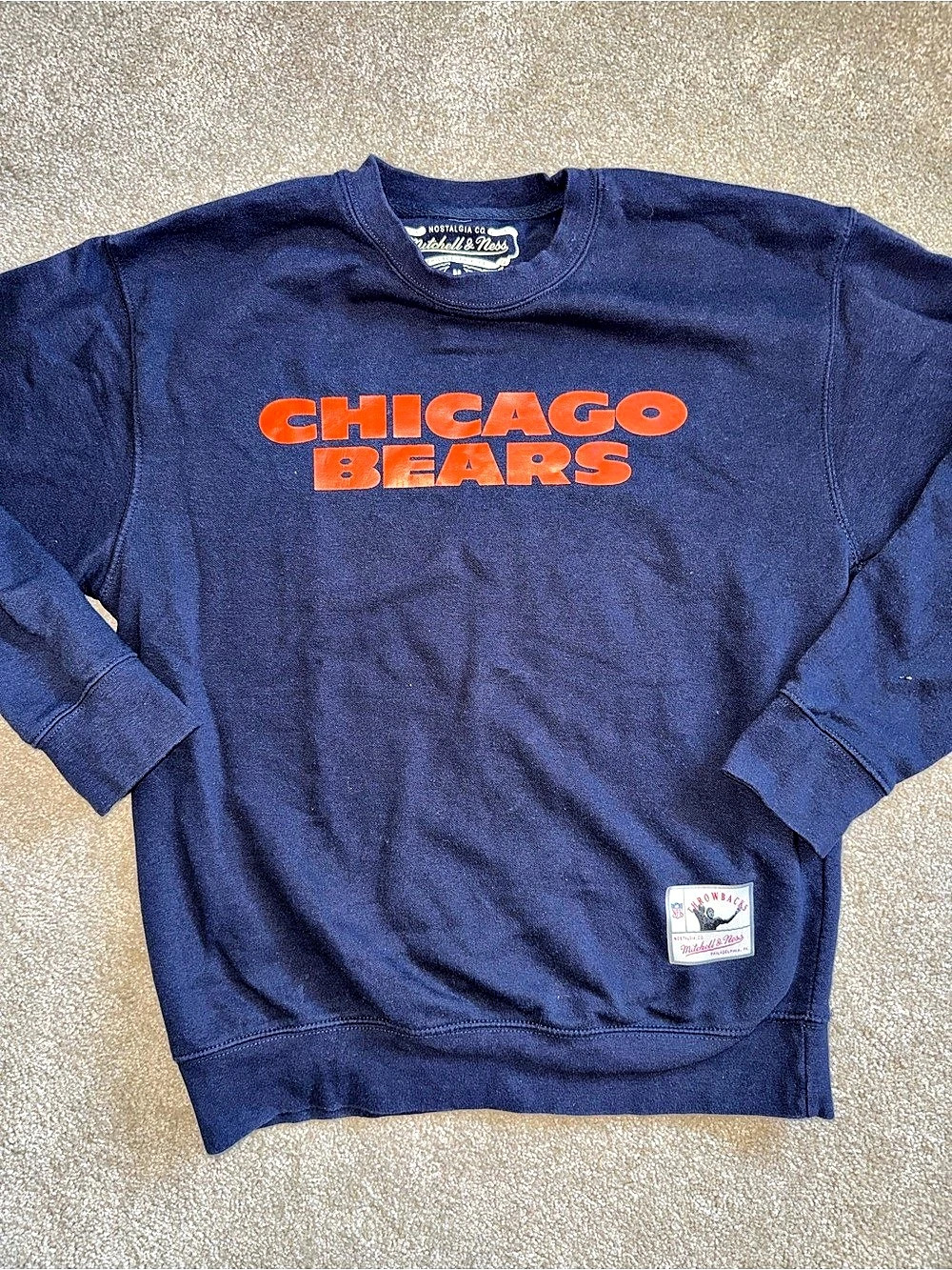Mitchell & Ness Chicago Bears Throwback Sweatshirt Blue Size Medium